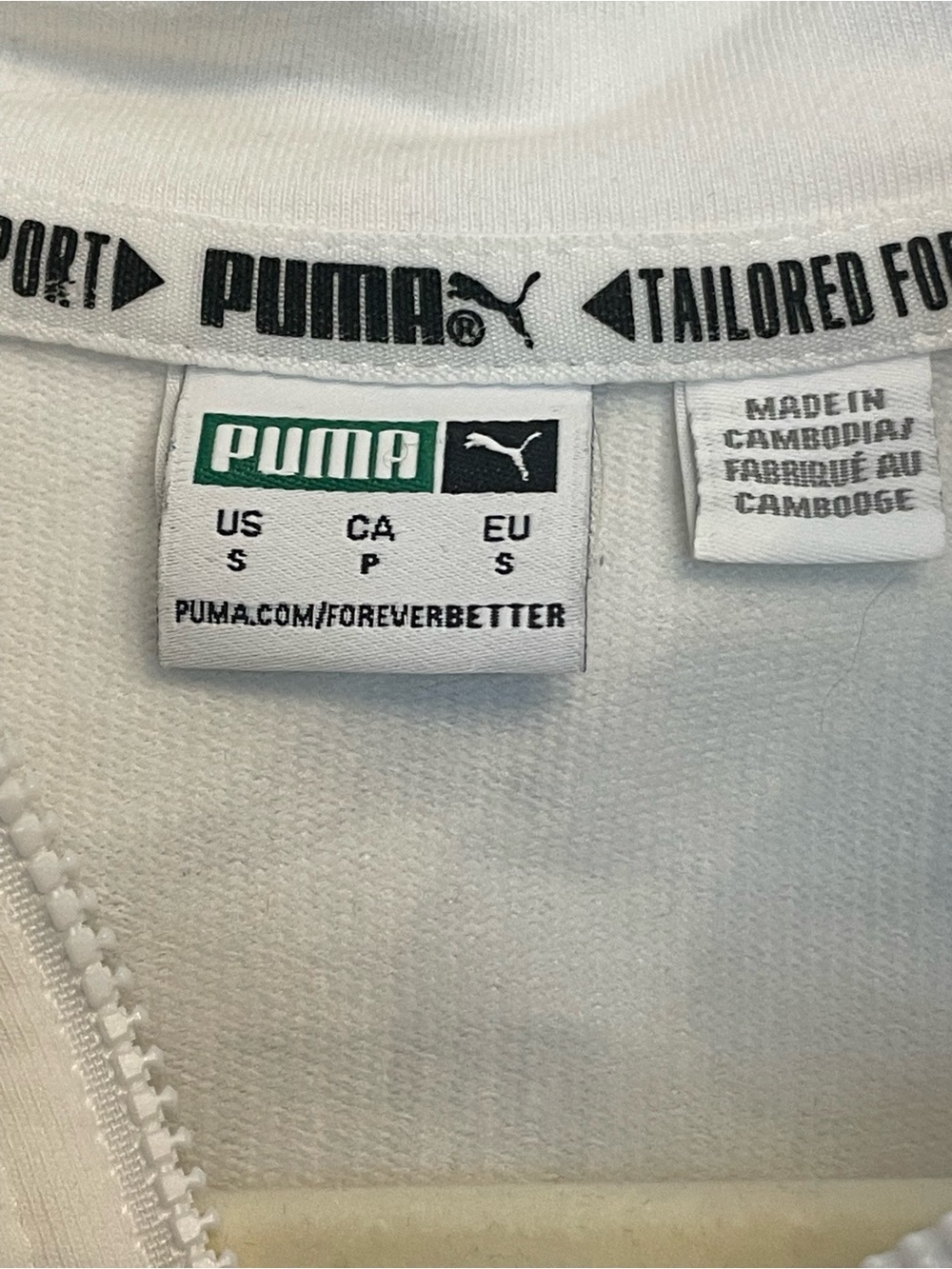 Puma White and Black Half-Zip Crop Sweatshirt - Picture 7 of 9